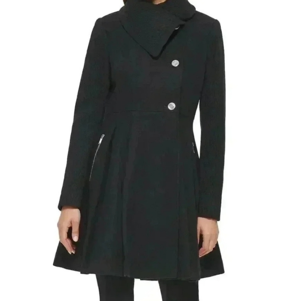 Guess Wool Blend Flare Peacoat, XL NWT